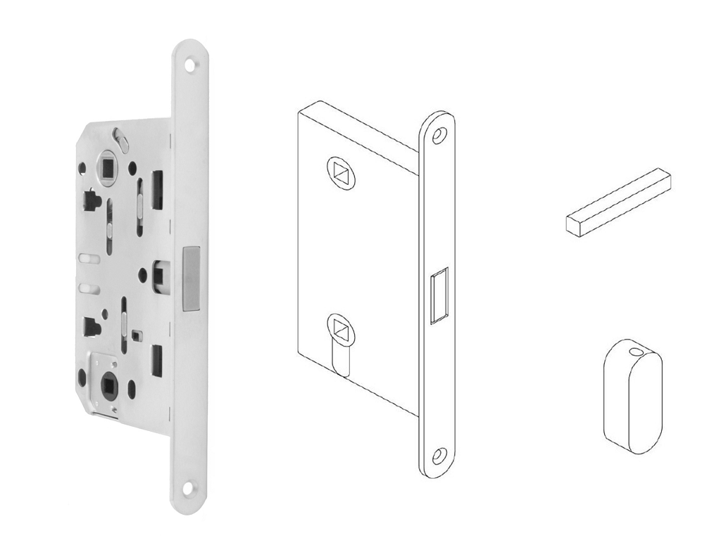 serratura infilare magnetica mediana wc compack cromo satinato celegon.png Serratura Infilare Magnetica Mediana WC Compack Bordo Tondo Frontale 18x196 Interasse 90 Entrata 50 mm.Cromo Satinato | Celegon - immagine 1